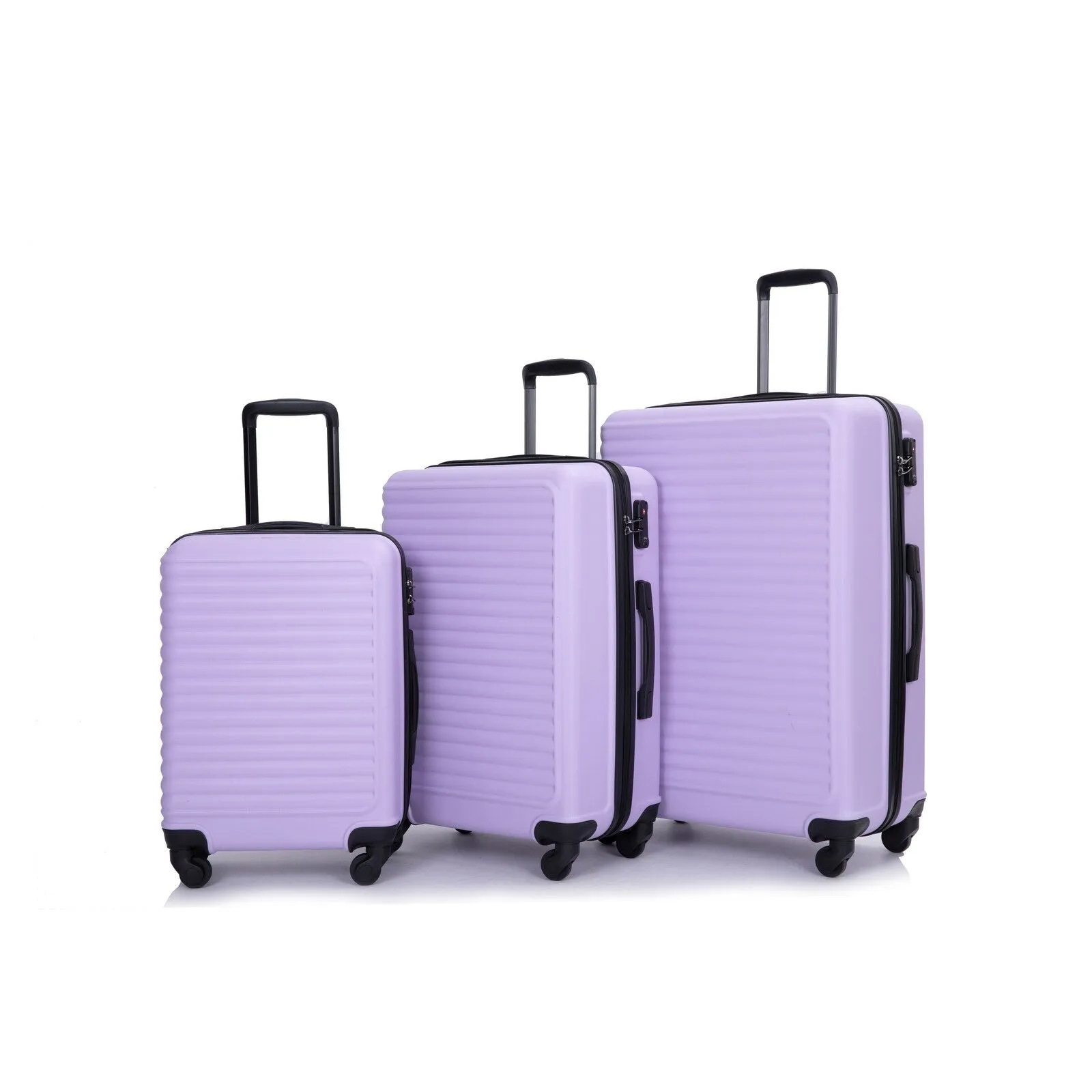 ABS 3 Piece Luggage Sets with 2 Hooks and Spinner Wheels & TSA Lock