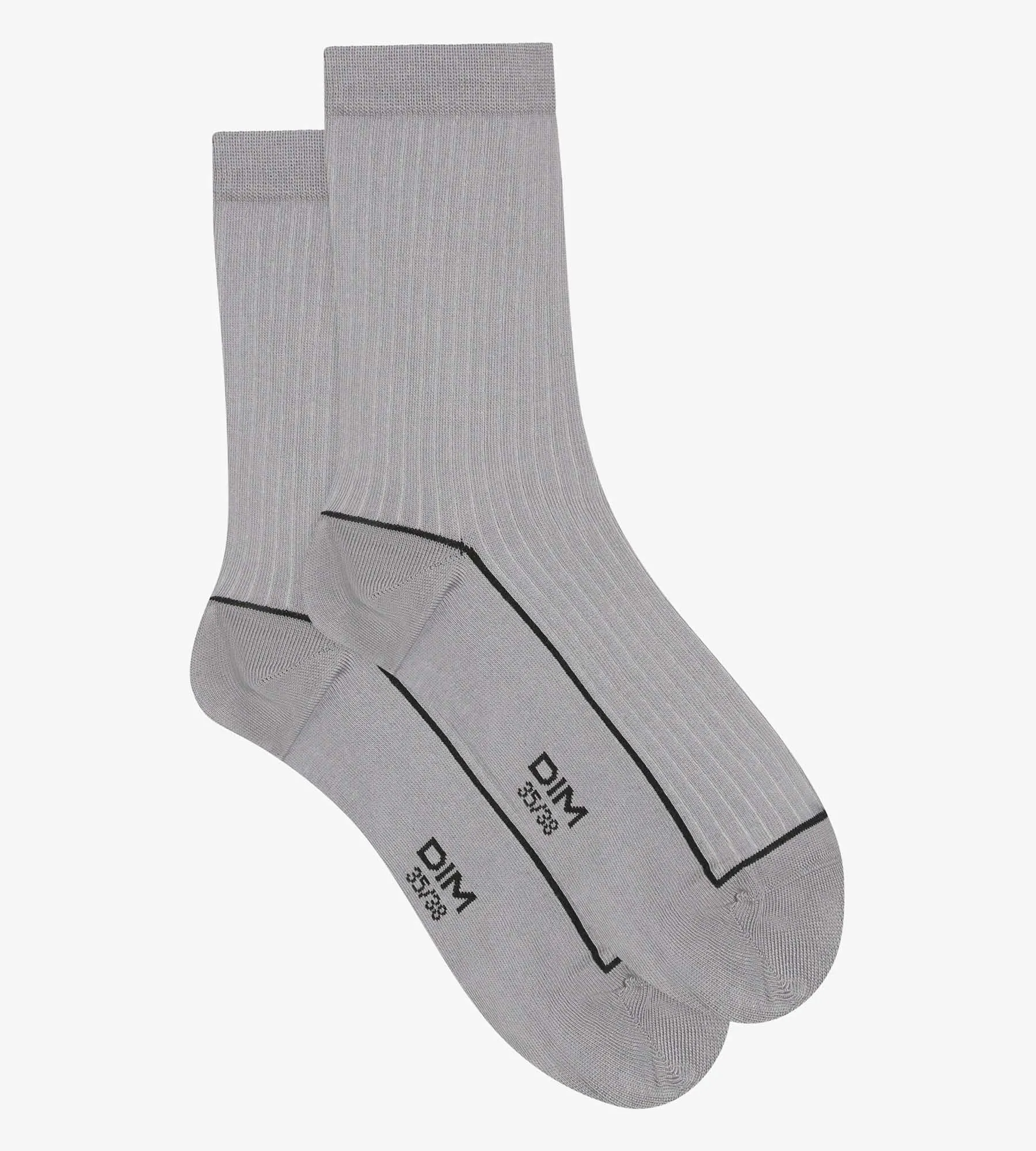 Beige ribbed cotton socks with coloured piping Dim Mode