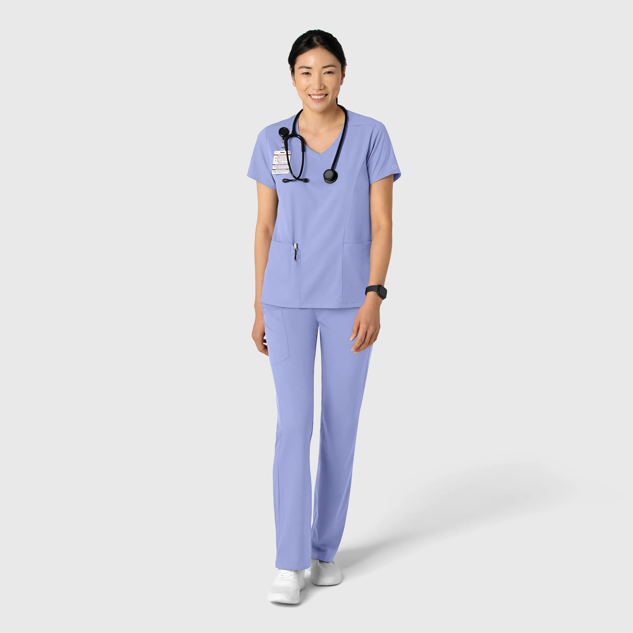 Boundless Women's 2-Pocket V-Neck Scrub Top - Ceil Blue