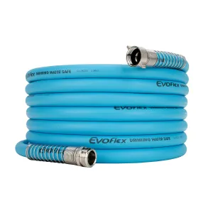 Camco 22595 EvoFlex 35-Foot RV Drinking Water Hose - Ultra-Flexible Design - PVC, Blue