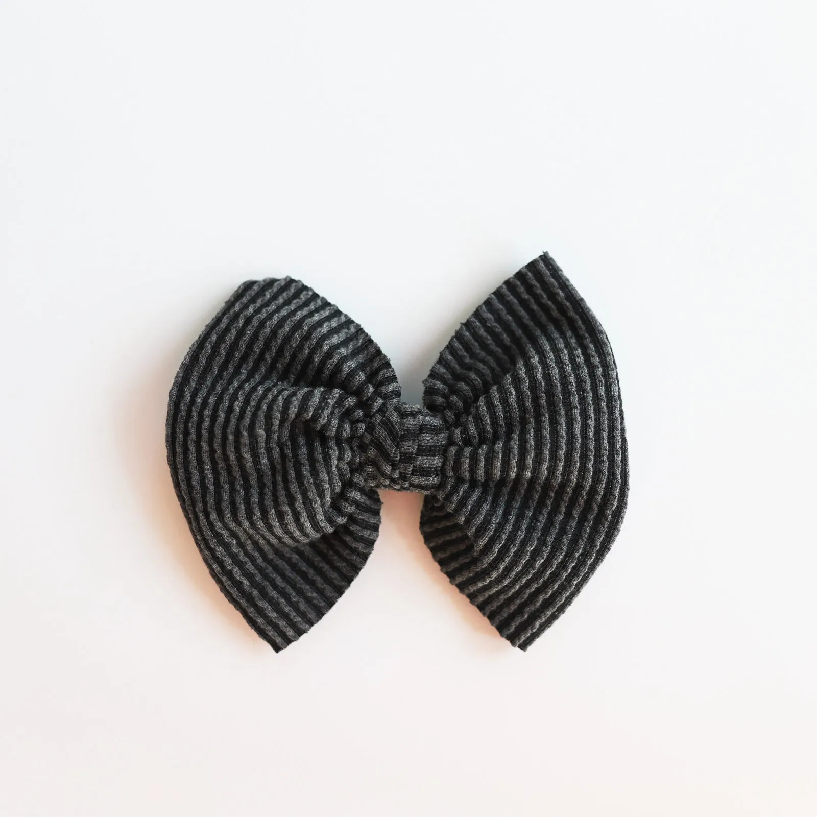 Charcoal Cozy Ribbed Big   Skinny Bow
