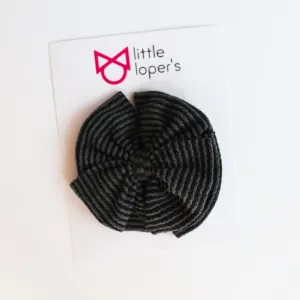 Charcoal Cozy Ribbed Big   Skinny Bow