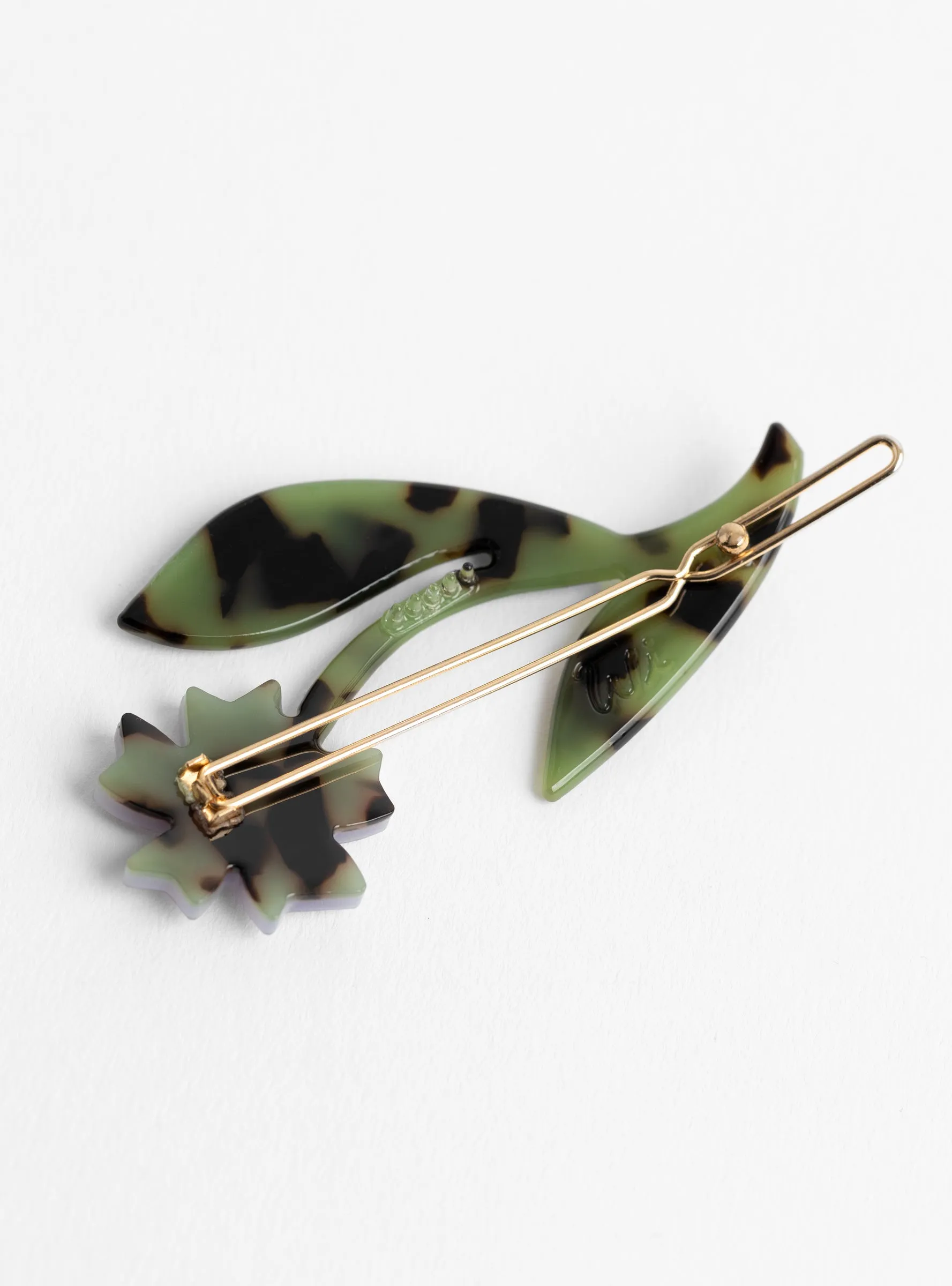 Chicory Barrette Set Purple with Green Tortoise