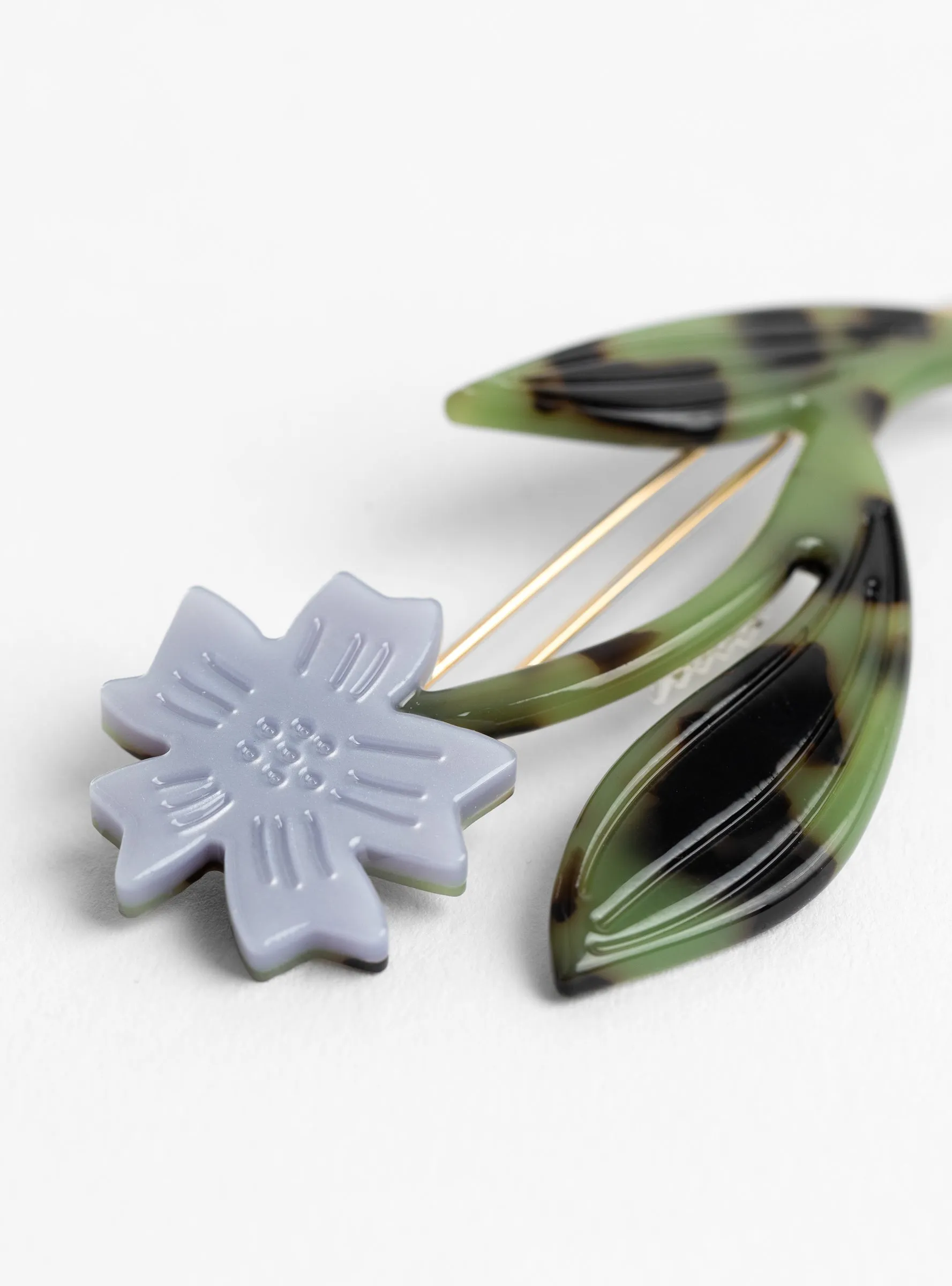 Chicory Barrette Set Purple with Green Tortoise