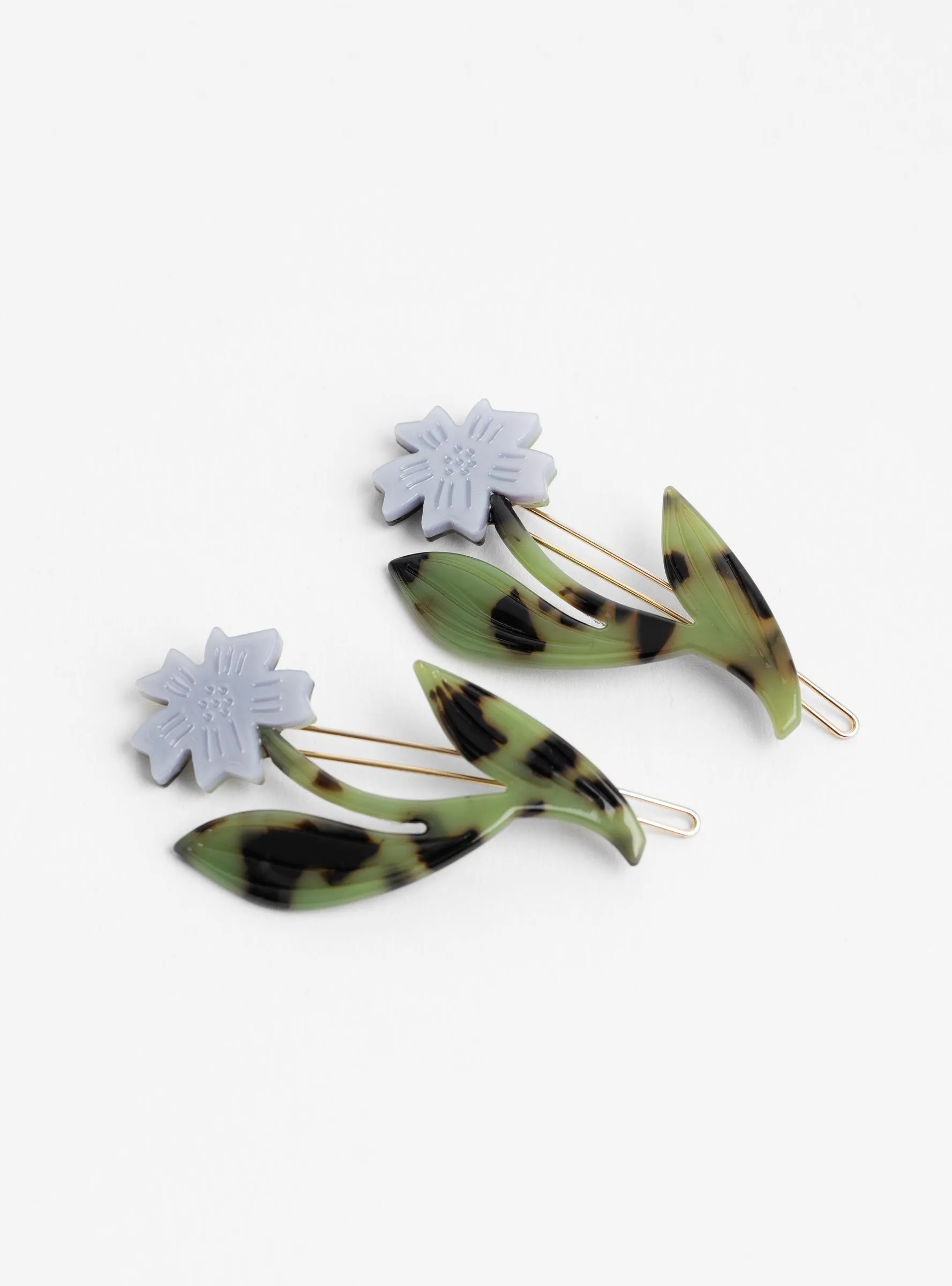 Chicory Barrette Set Purple with Green Tortoise