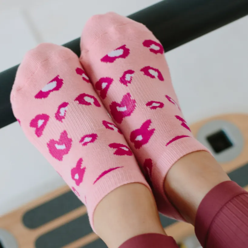 Classic Low Rise Grip Socks - Cheetah  (Barre / Pilates)