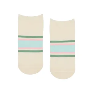 Classic Low Rise Grip Socks - Fleur Stripes (Barre / Pilates)