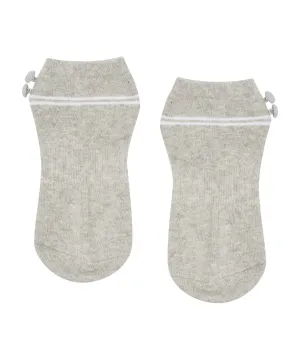 Classic Low Rise Grip Socks - Grey Marle Button (Barre / Pilates)