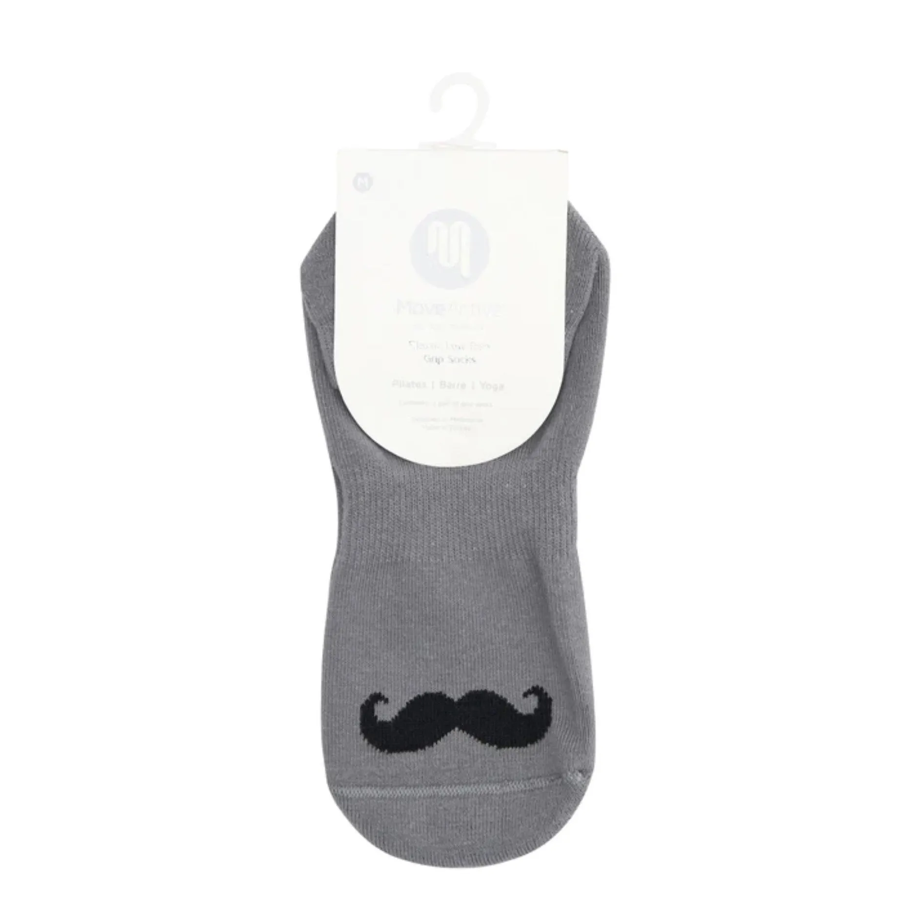 Classic Low Rise Grip Socks - Mo - Mustache (Barre / Pilates)