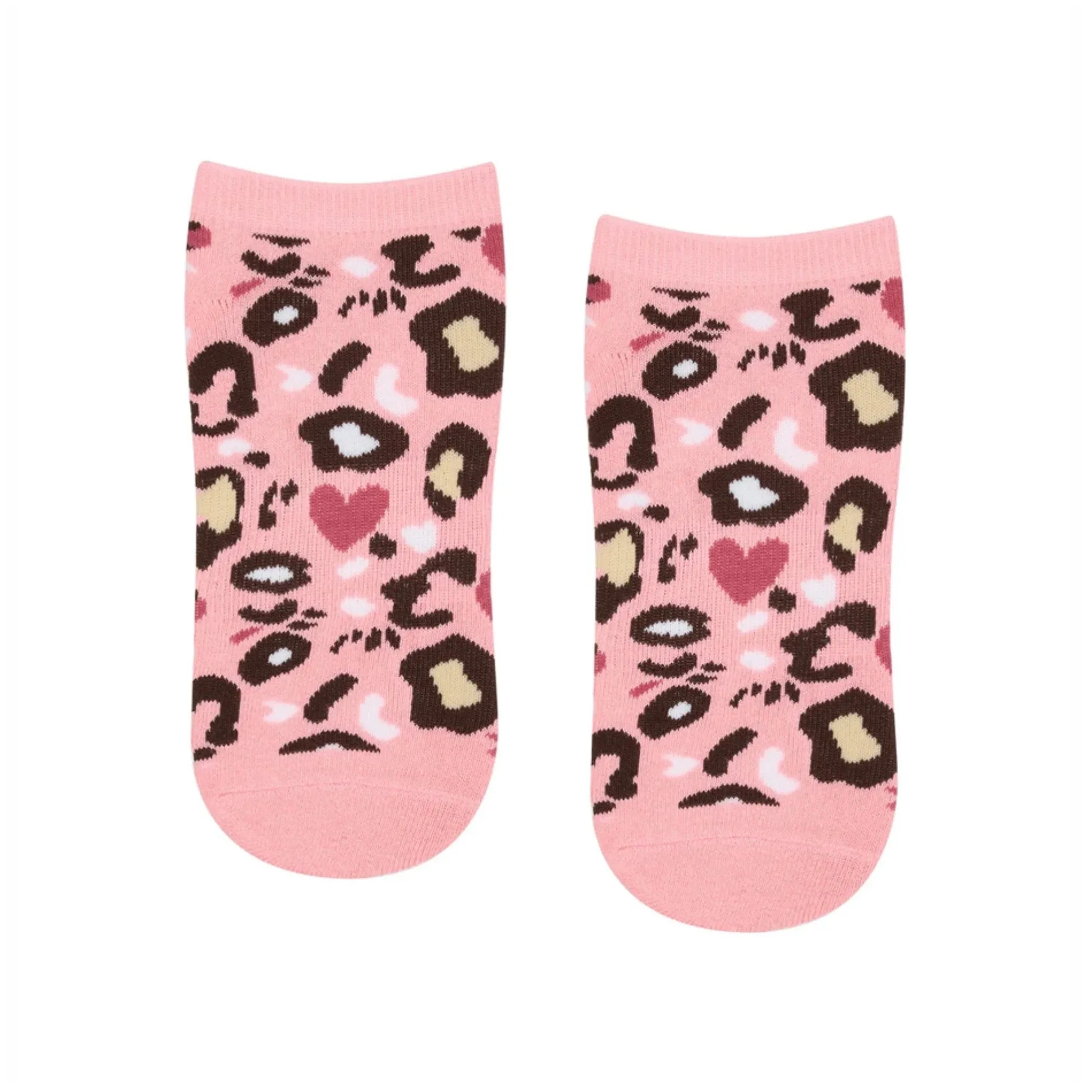 Classic Low Rise Grip Socks - Pink Cheetah Heart (Barre / Pilates)
