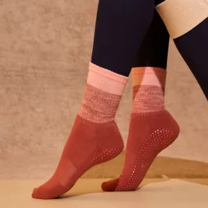 Crew Grip Socks - Fade Red Earth  (Barre / Pilates)
