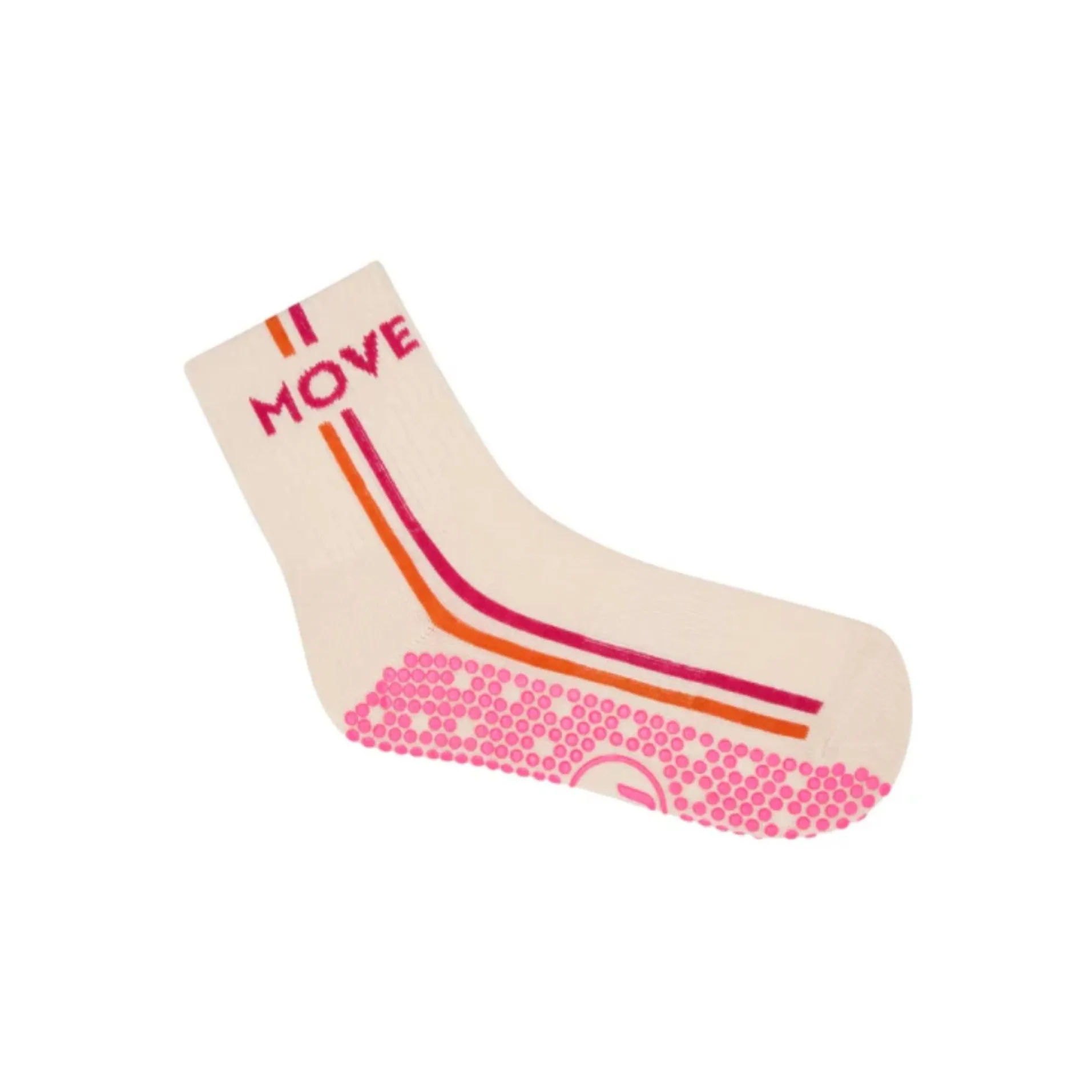 Crew Grip Socks - Pink & Orange Stripes (Barre / Pilates)