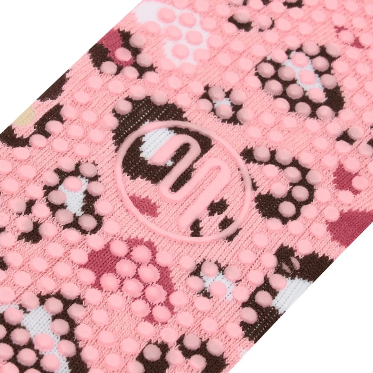 Crew - Pink Cheetah Heart Grip Socks (Barre / Pilates)