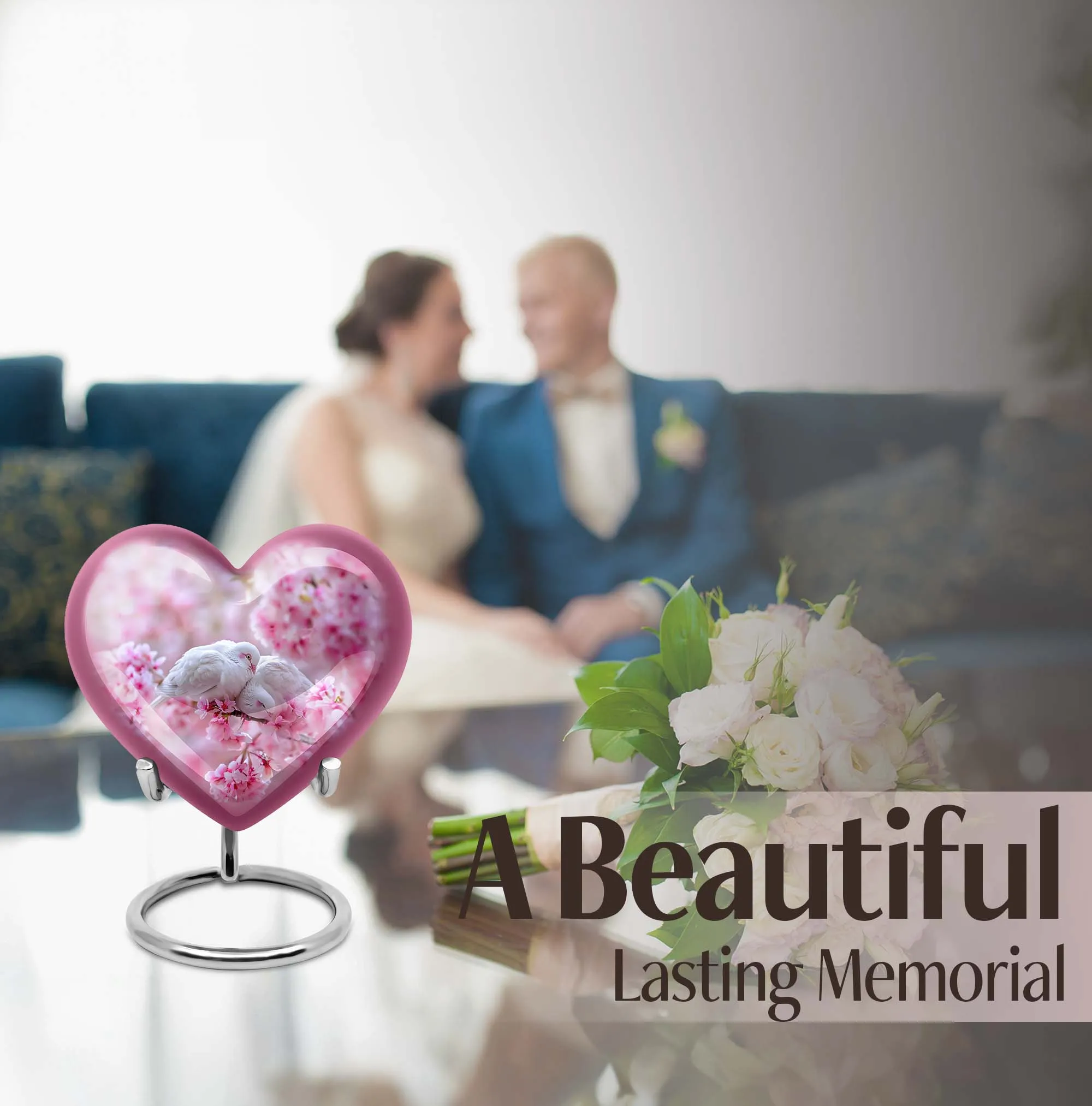 Dove Urn - Memorial for Women, Exquisite Purple Meadow Theme