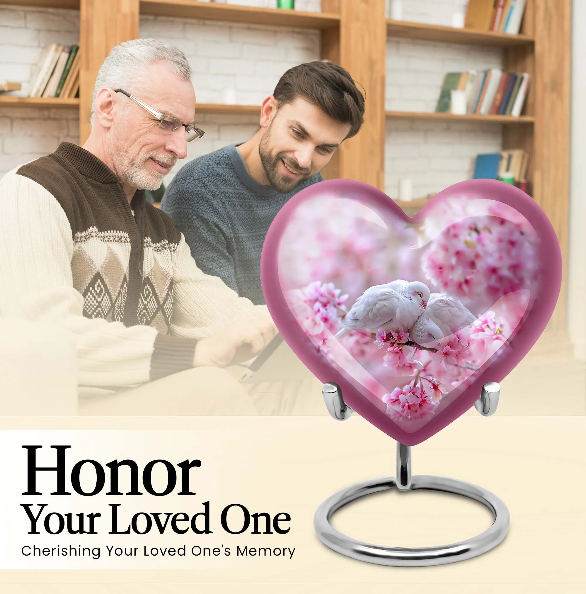 Dove Urn - Memorial for Women, Exquisite Purple Meadow Theme