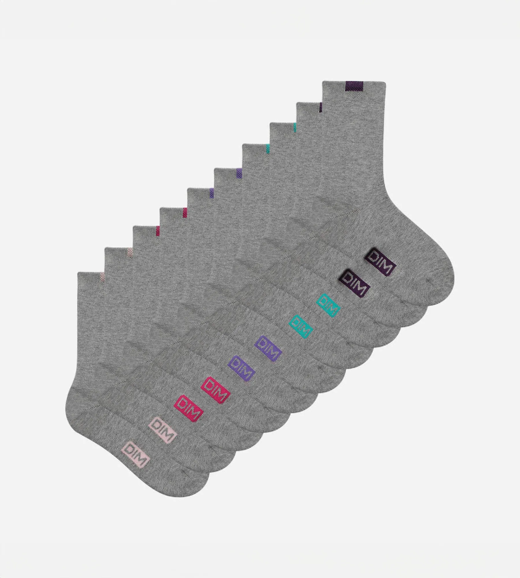 ECODIM Pack of 5 Pairs of Women's Light Grey Cotton Mixed Socks