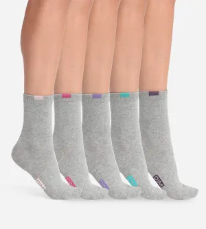 ECODIM Pack of 5 Pairs of Women's Light Grey Cotton Mixed Socks