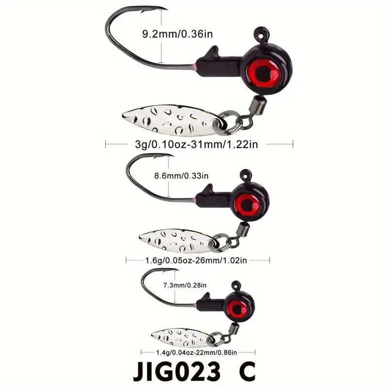 FAS Weedless Jig Heads With Willow Blade 1/16 Oz Qty 5