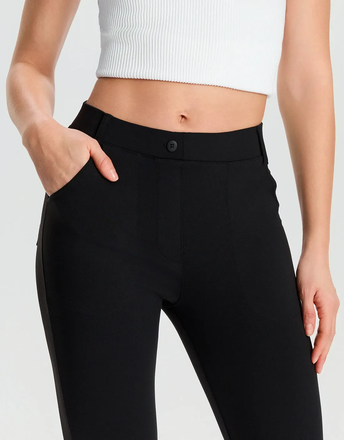 Flare Cropped Yoga Dress Pants, 4 Pockets