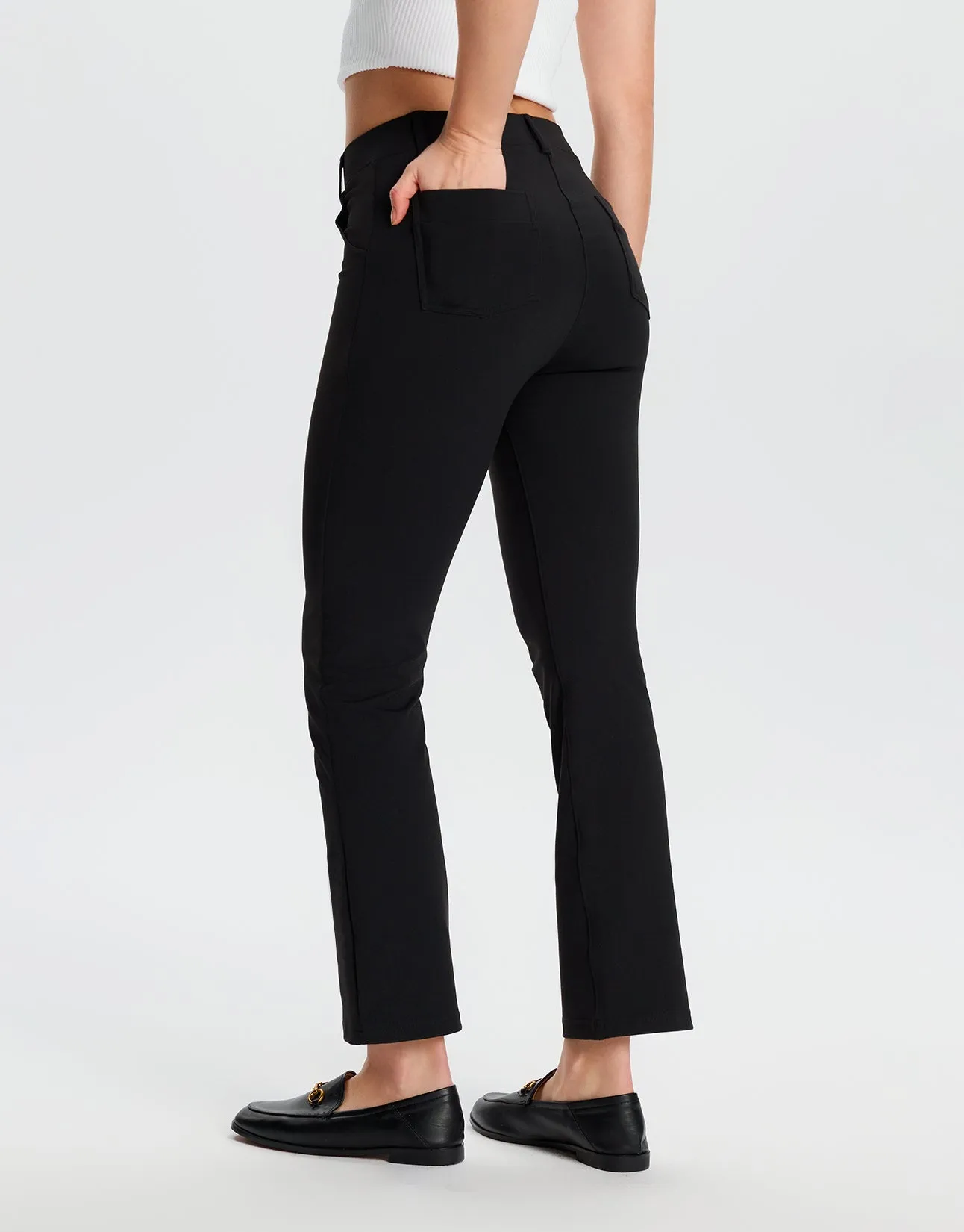Flare Cropped Yoga Dress Pants, 4 Pockets