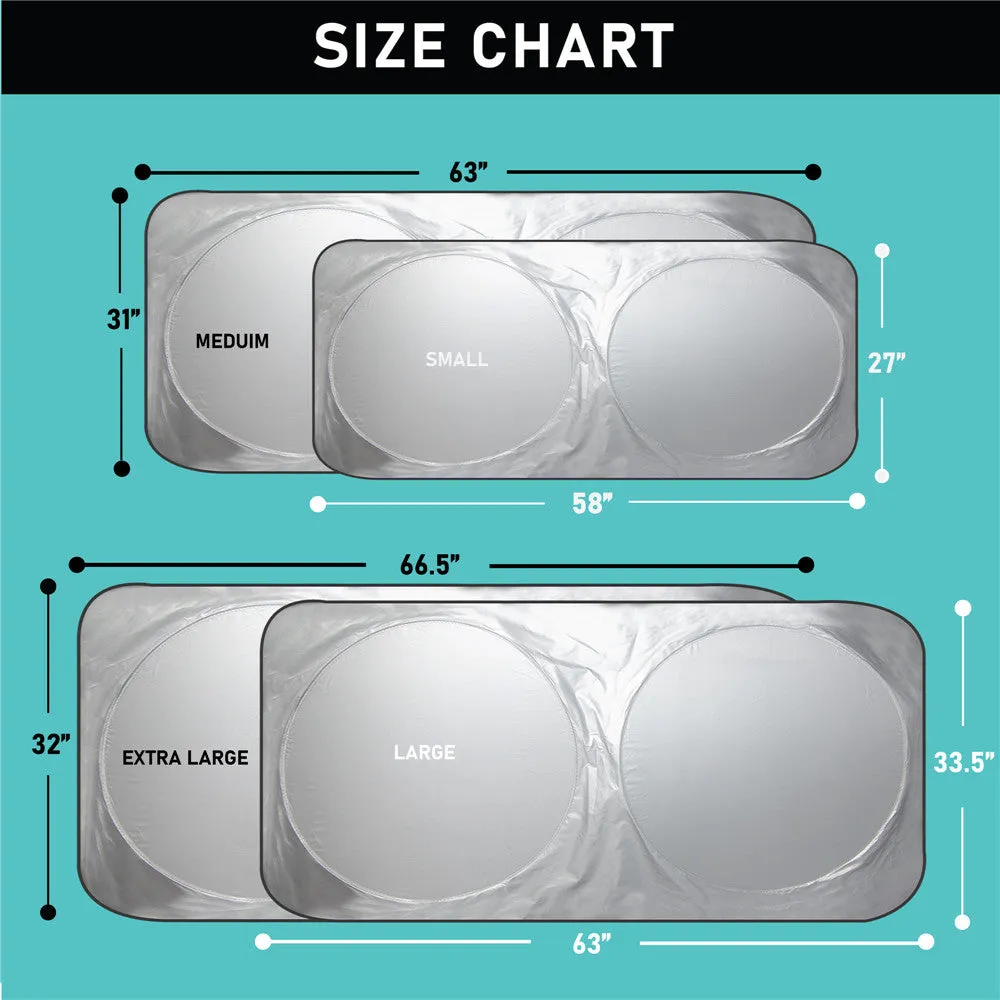 Foldable Car Windshield Sunshade in Reflective Silver Large