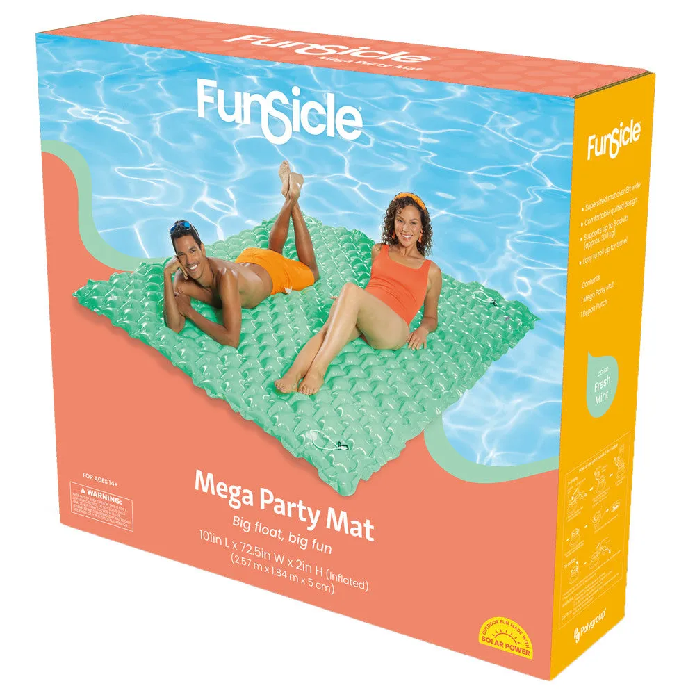 Funsicle Mega Party Mat - Fresh Mint, 101" Inflatable Pool Float
