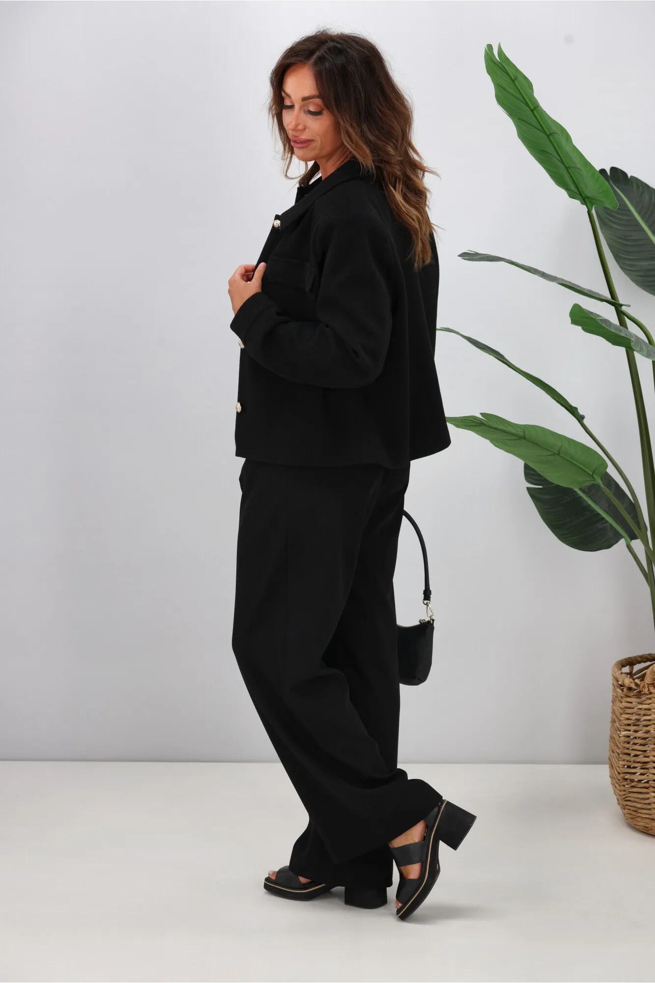 Gloss The Label Riko Cropped Jacket Black