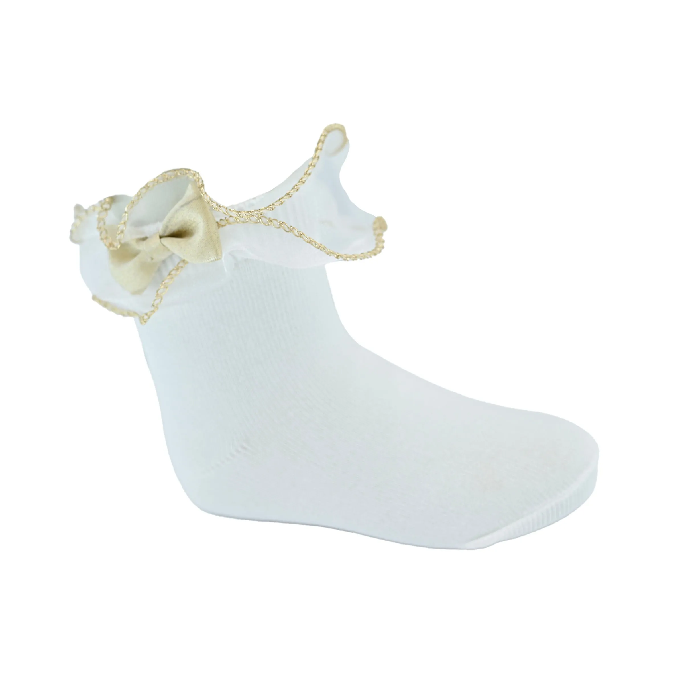 Gold Trim Bow Tulle Socks