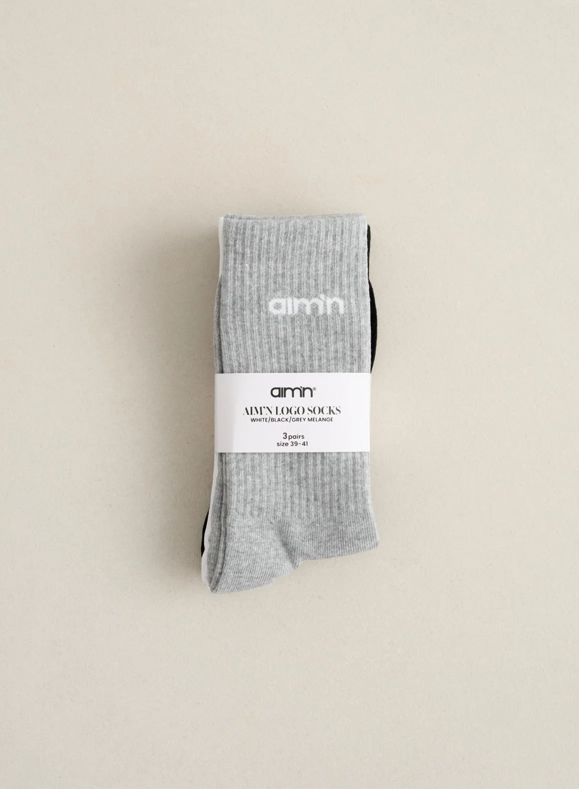 Grey Melange Aim'n Logo Socks 3-pack