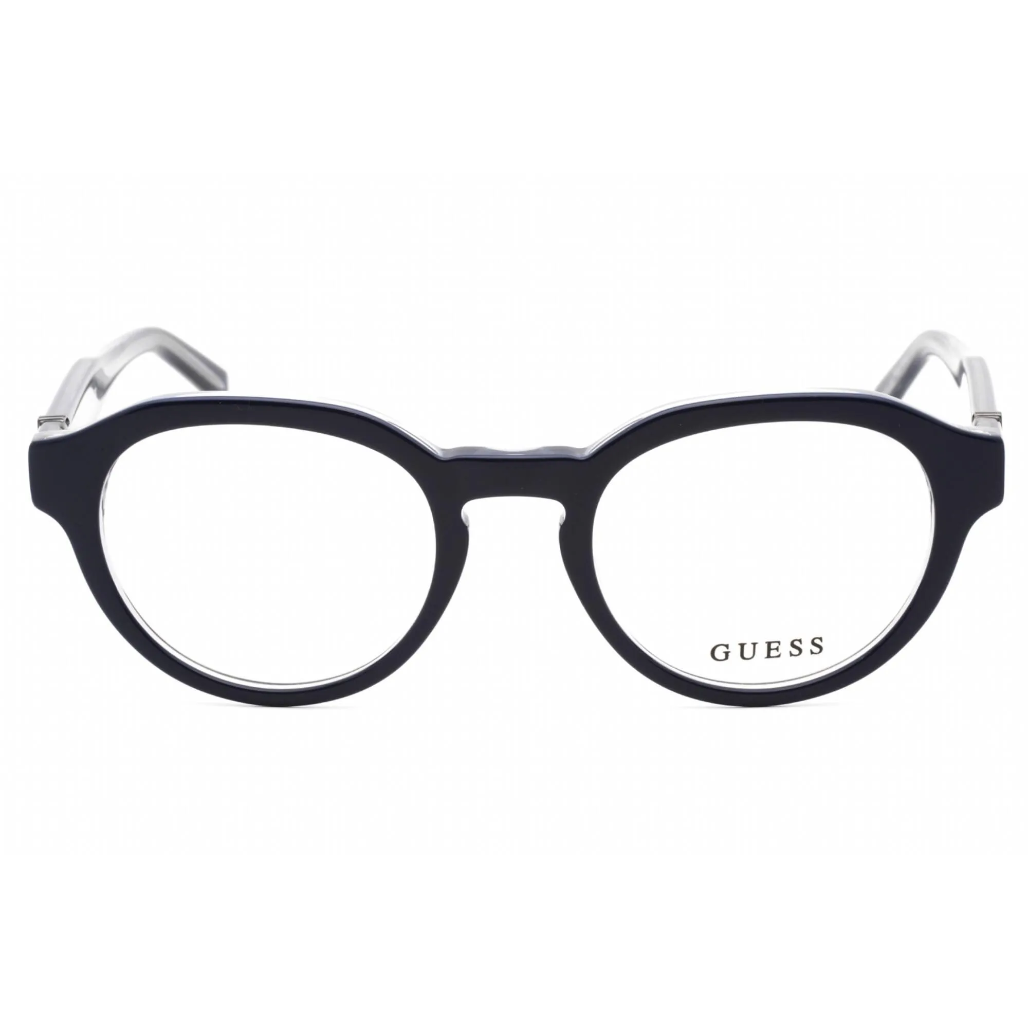 Guess Men's Eyeglasses - Clear Demo Lens Blue/Other Round Plastic Frame | GU50083 092