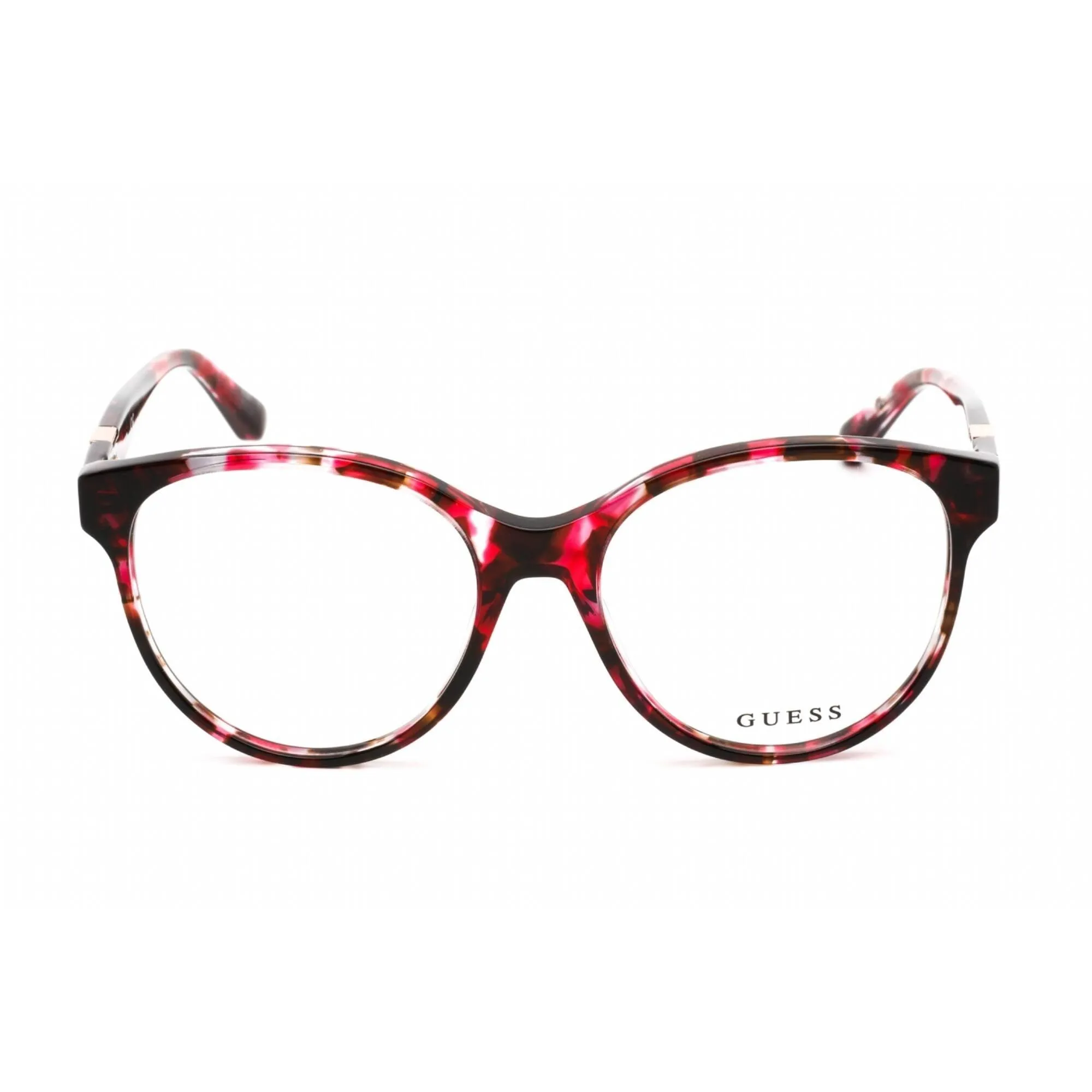 Guess Women's Eyeglasses - Full Rim Round Shape Pink Havana Plastic Frame | GU2847 074
