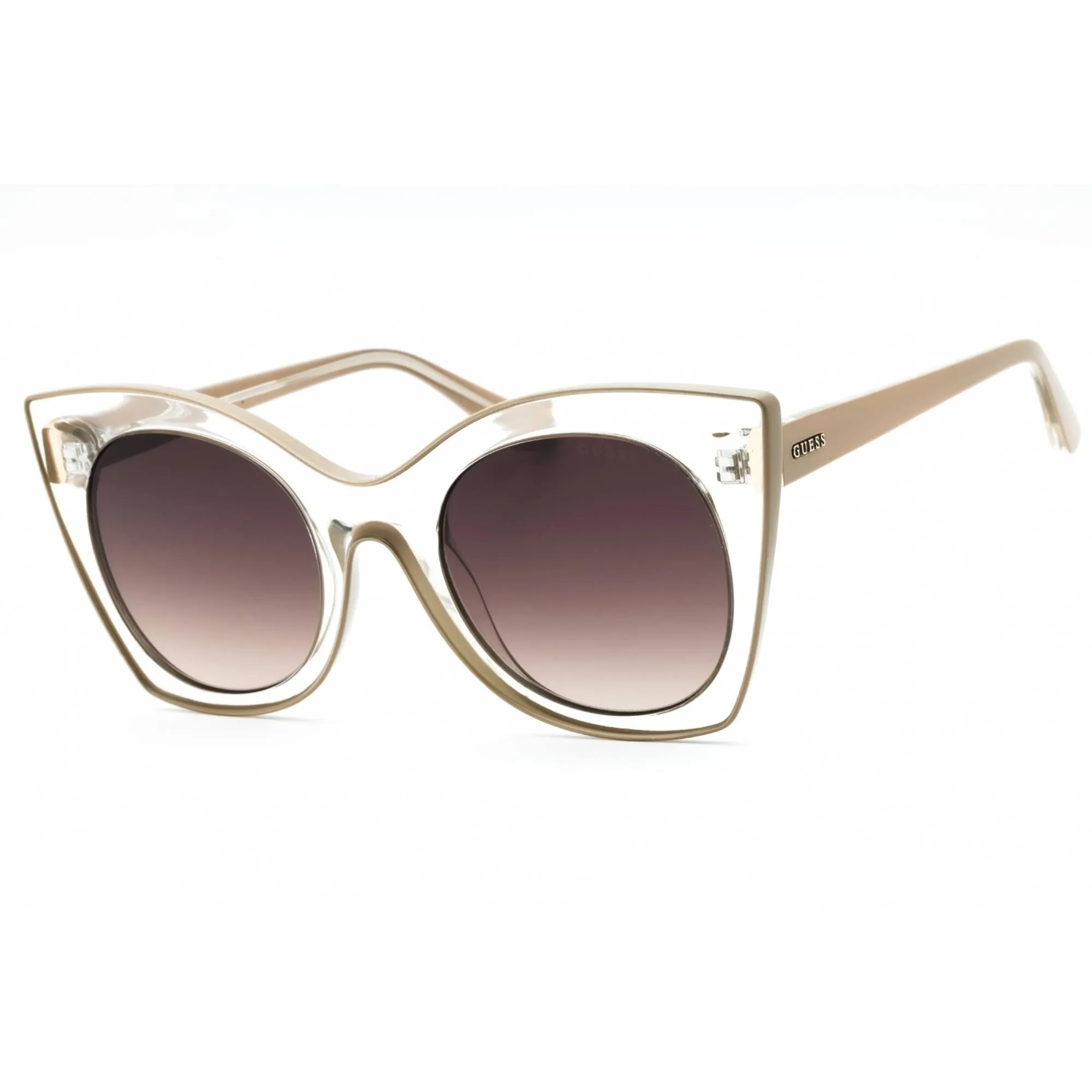 Guess Women's Sunglasses - Crystal/Other Plastic Cat Eye Frame Brown Lens | GU7525 27F