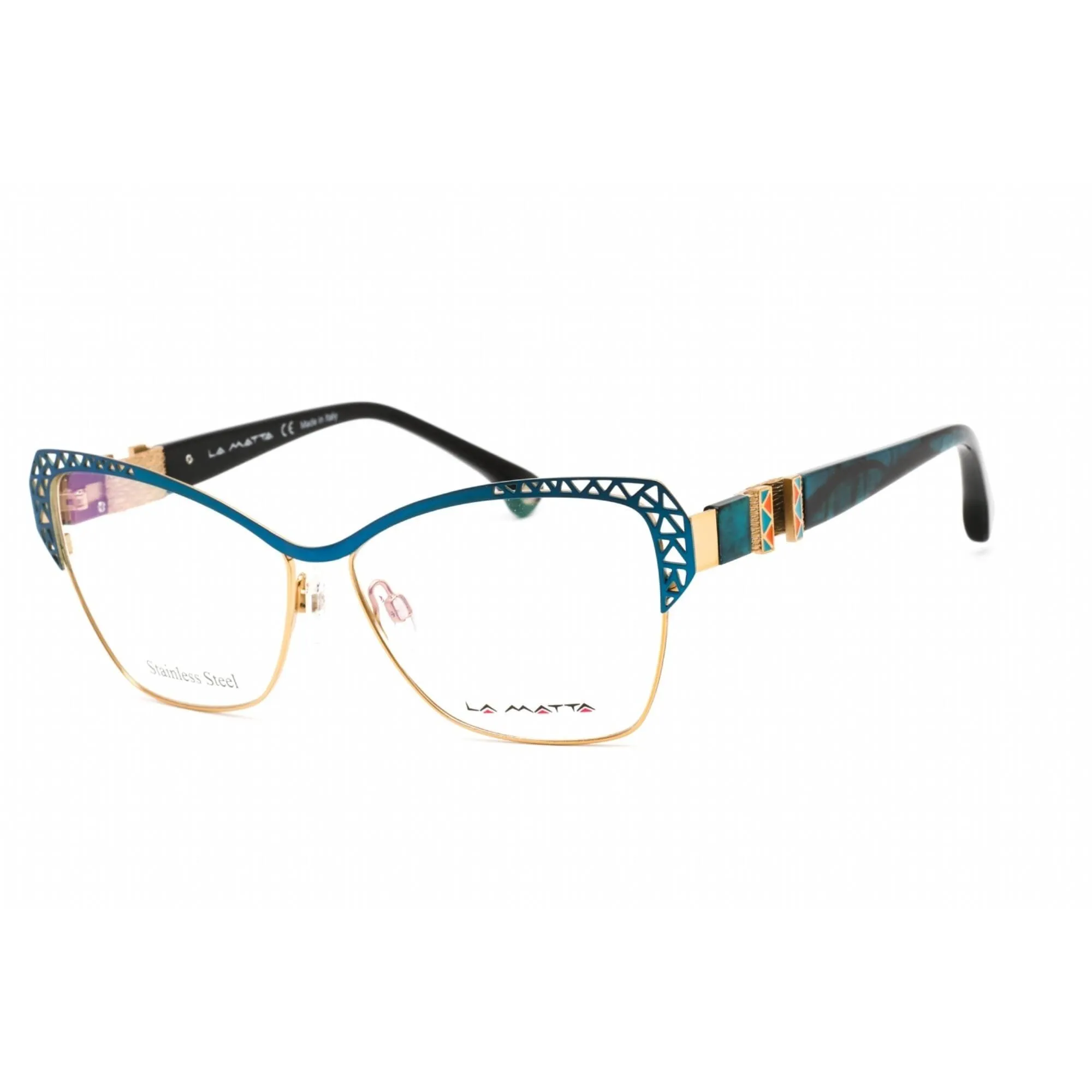 La Matta Women's Eyeglasses - Gold/Other Stainless Steel Cat Eye Frame | LMV3203 04-09