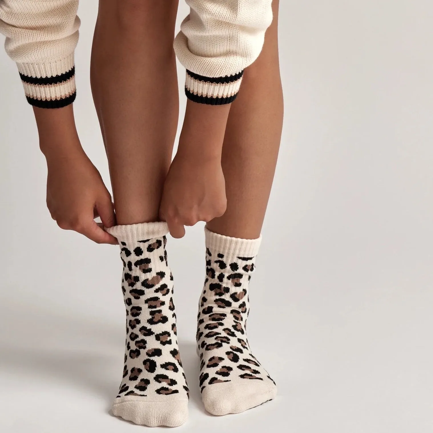 Leopard Crew - Grip Sock (Barre / Pilates)