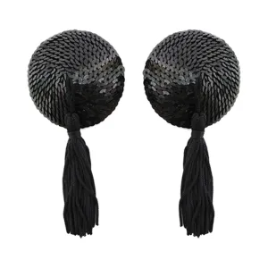 Love in Leather Sequin Nipple Pasties with Tassel