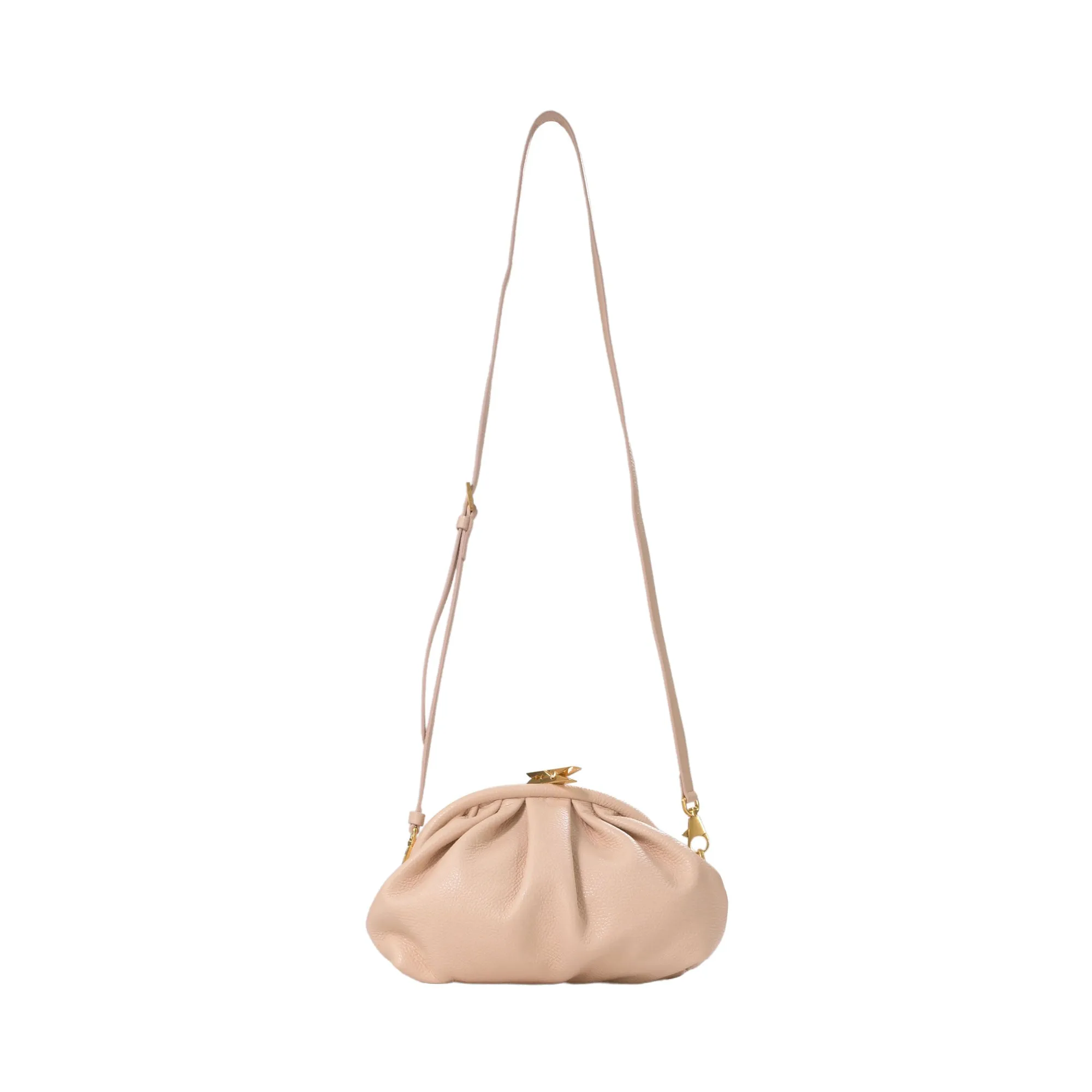 MAG Women's Nude Grain Handbag Clothespin Pouch Small