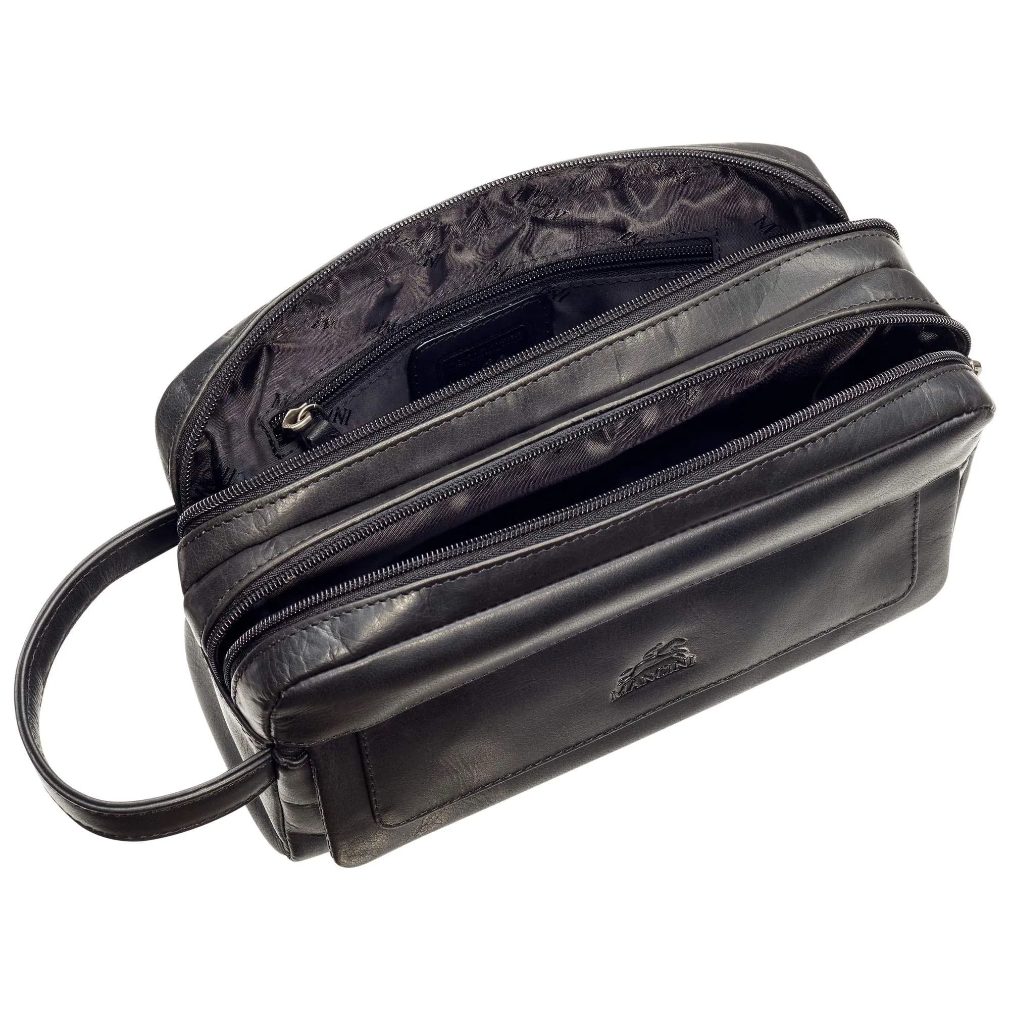 Mancini Double Compartment Top Zipper Toiletry Kit