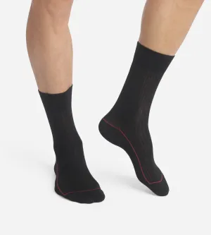 Men's black ribbed cotton socks with coloured piping Dim Mode