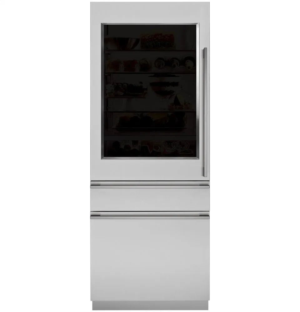Monogram ZIK30GNNII Monogram 30" Integrated Glass-Door Refrigerator For Single Or Dual Installation