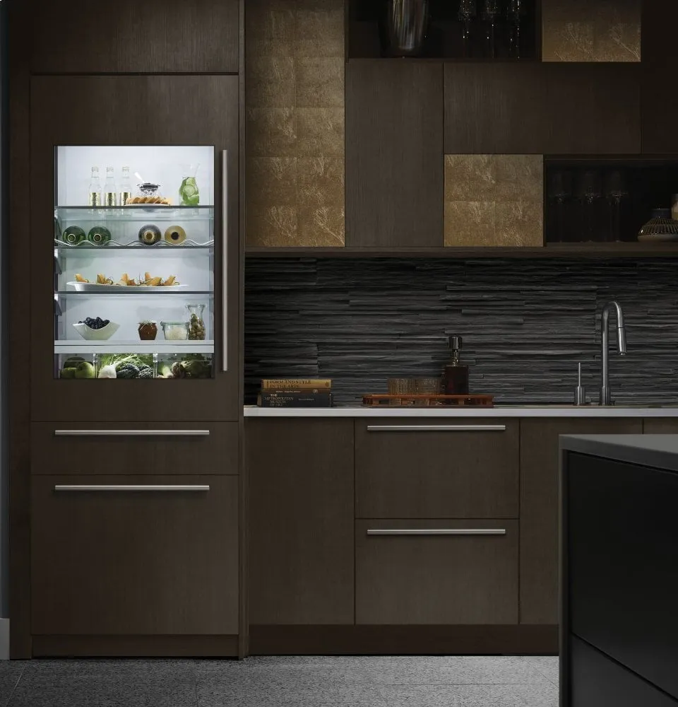 Monogram ZIK30GNNII Monogram 30" Integrated Glass-Door Refrigerator For Single Or Dual Installation