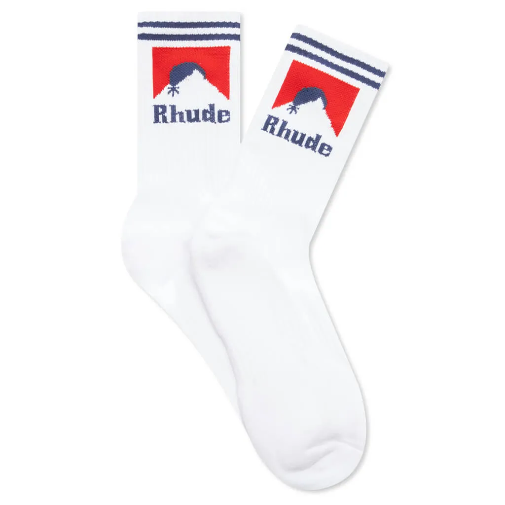 Moonlight Sock - White/Red/Blue