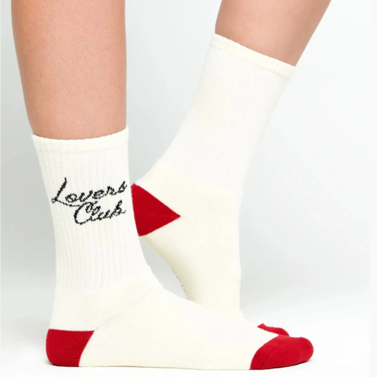 One Love Crew Sock - Black Red Heart (No Grip)