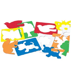 Outdoor-Themed Plastic Art Stencils Set | 6-Piece Washable Drawing Templates