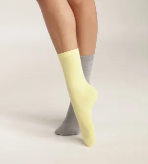 Pack of 2 pairs of women's Banana cotton knee socks Dim
