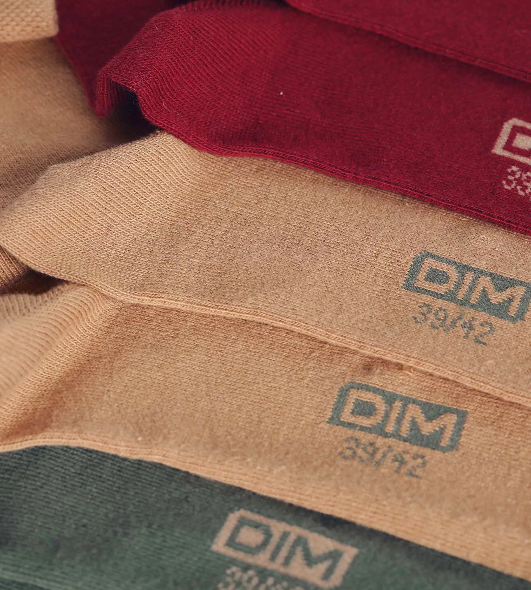 Pack of 3 Pairs of Red Khaki Cotton Men's Socks Dim