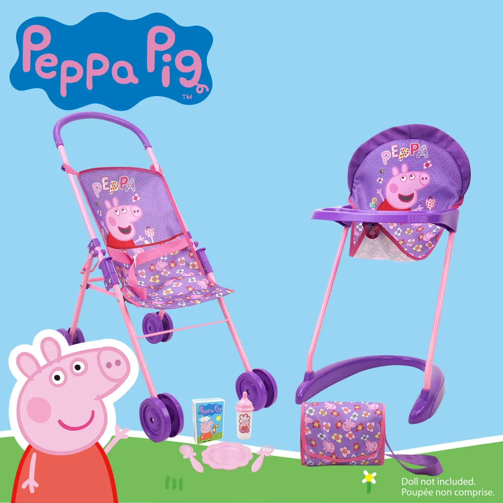 Peppa Pig Stroll N' Feed Playset - Floral Pink & Purple