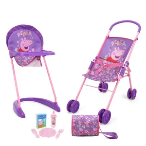 Peppa Pig Stroll N' Feed Playset - Floral Pink & Purple
