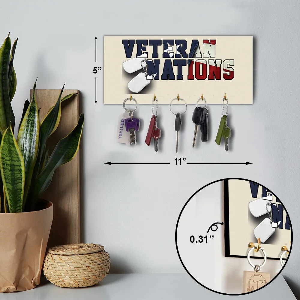 Personalized Key Hook - Personalized Name & Ranks, USA Flag