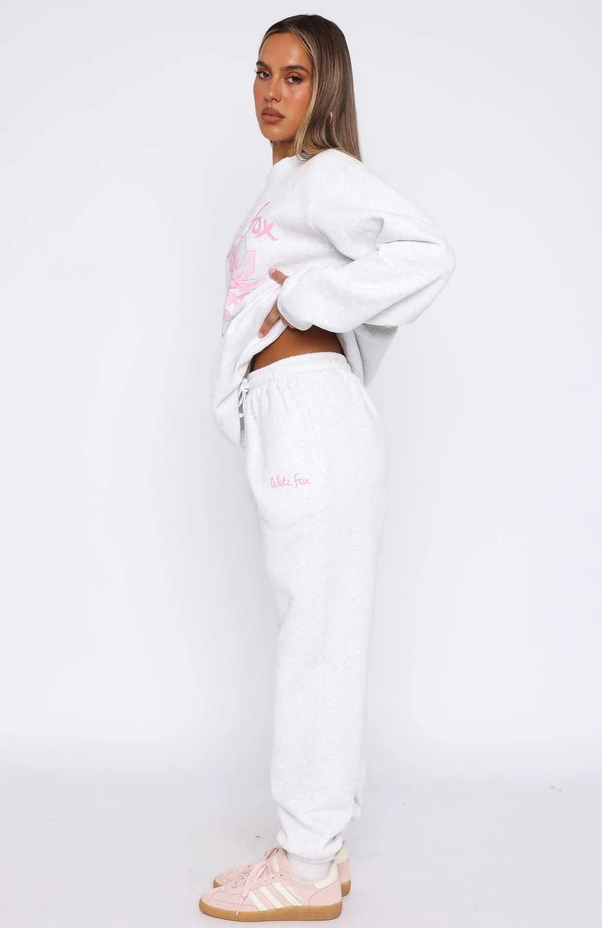 Pick You A Flower Sweatpants Grey Marle
