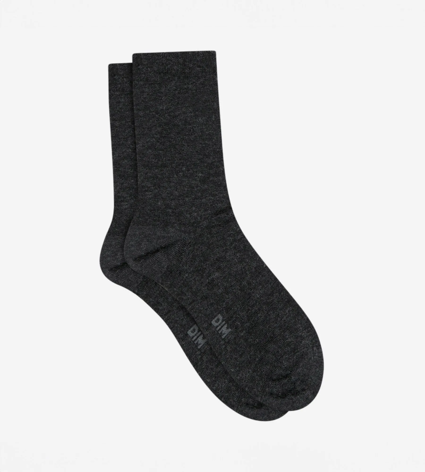 Plain charcoal socks in soft wool for women
